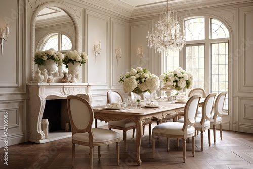 French Provincial Dining Room Designs: Serene Beige Toned Retreat © Michael