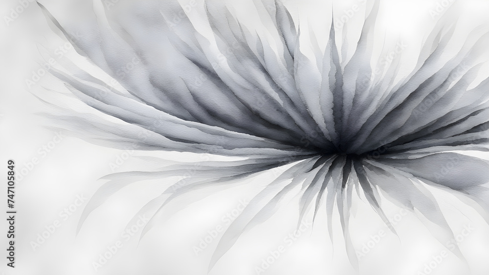 Obraz premium achromatic-watercolor-stain-dominating-the-center-of-a-white-canvas-background-gradients-of-grey-fl