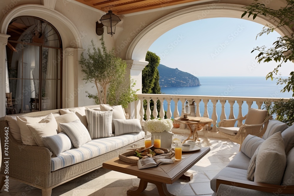 Mediterranean Balcony Design Encounter: Seaside Charisma with Classic Elegance