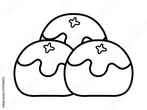 Nastar Line Art Drawing Doodle Indonesian Kue Kering for Lebaran Idul Fitri Vector Illustration