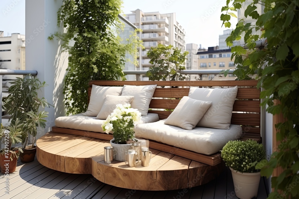 Mediterranean Balcony Design: Log-Inspired Seats for Roomy and Comfy Inspiration Mediterranean Balcony Design: Log-Inspired Seats for Roomy and Comfy Inspiration