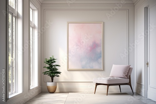 Soft Color Palette in Minimalist Hallway Design Inspirations: Abstract Wall Art