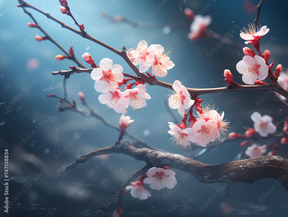 cherry blossom on a branch, dark moody colors, soft pink floral wallpaper cherry blossom on a branch, dark moody colors, soft pink floral wallpaper
