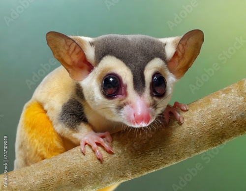 Close-up of a sugar glider (Petaurus breviceps) on a branch, Indonesia © Worship