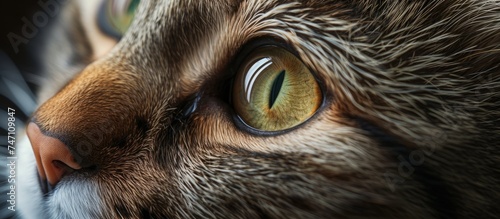 Mesmerizing close-up of a captivating cat's eye, showcasing intricate details and enigmatic beauty
