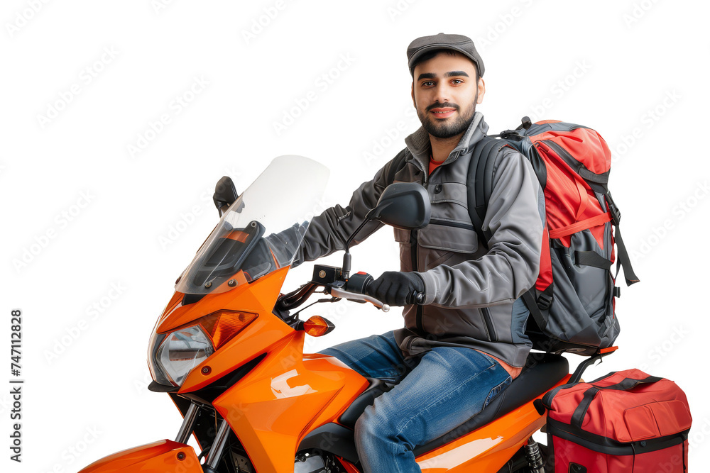 Delivery Personnel with Protective Gear on an Orange Scooter Delivery Personnel with Protective Gear on an Orange Scooter
