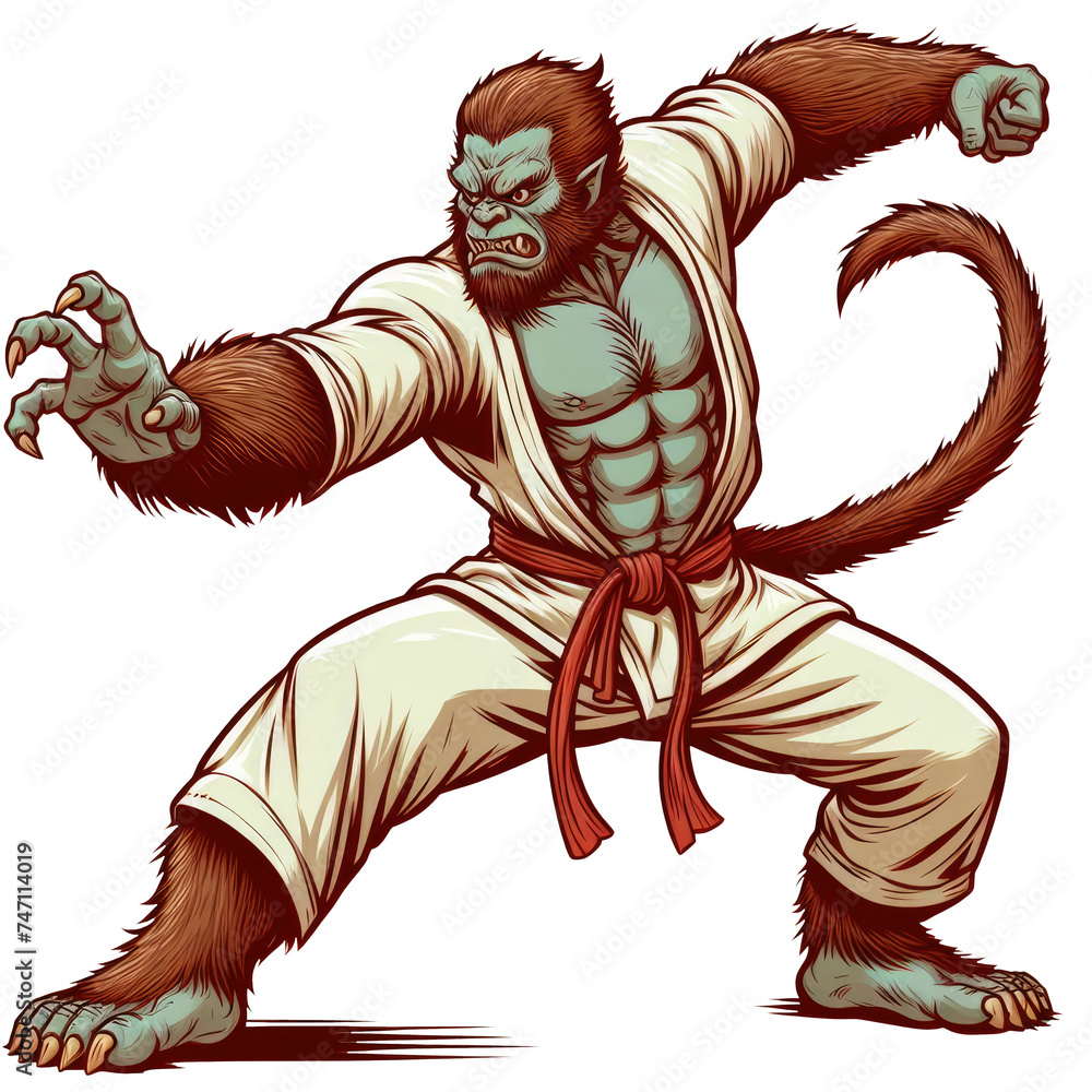 Fototapeta premium Master Kungfu Attack Art Illustration PNG