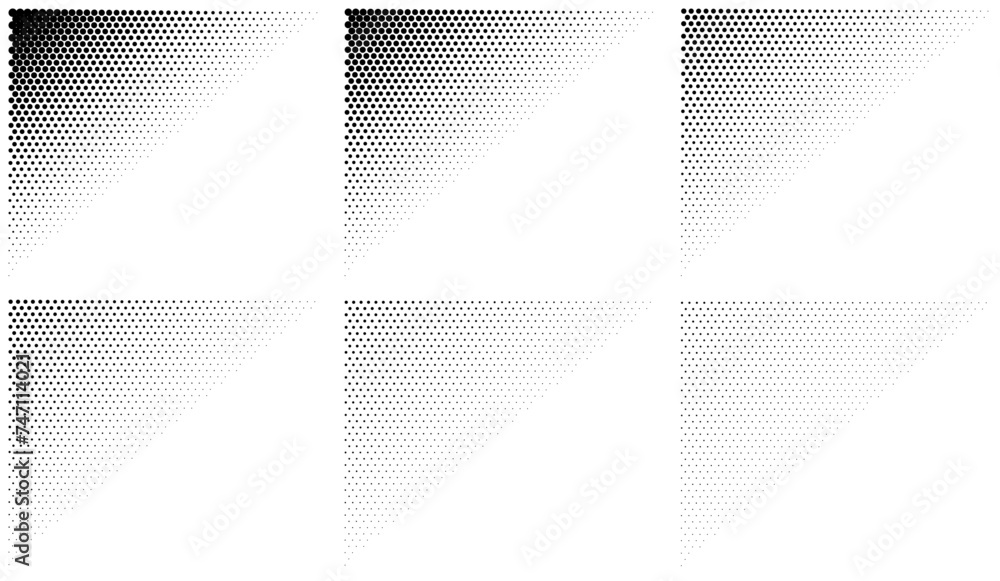 TRAMES VECTORIELLES. Angle gauche haut. Dégradés de demi-teintes avec points parfaitement ronds