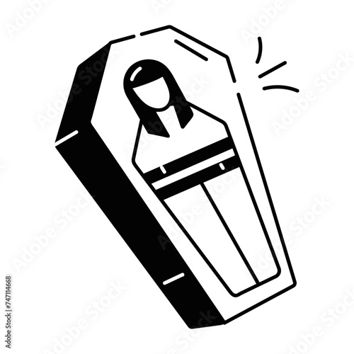 Premium glyph icon of sarcophagus 