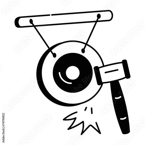 Premium line icon of gong bell 