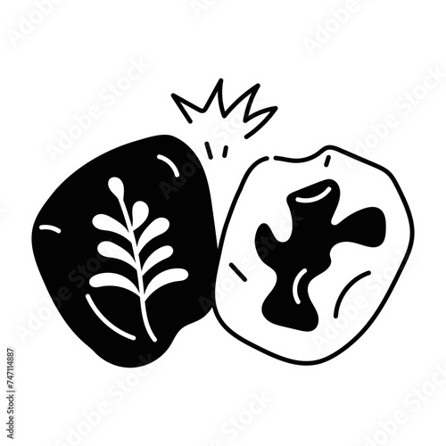 A well-designed glyph icon of stone fossils 