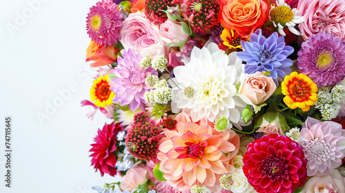 Wedding bouquet made of colorful flowers.