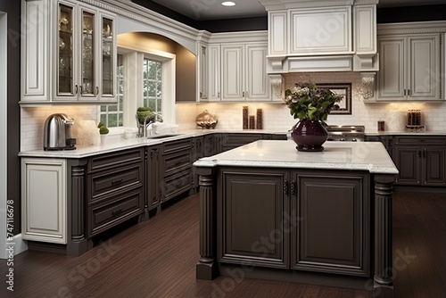 Two-tone Classic Elegance: Split Kitchen Cabinet Color Ideas