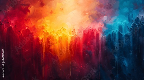 Abstract Holi Cascade Flowing Colors Painting the Sky with Vibrant Strokes 