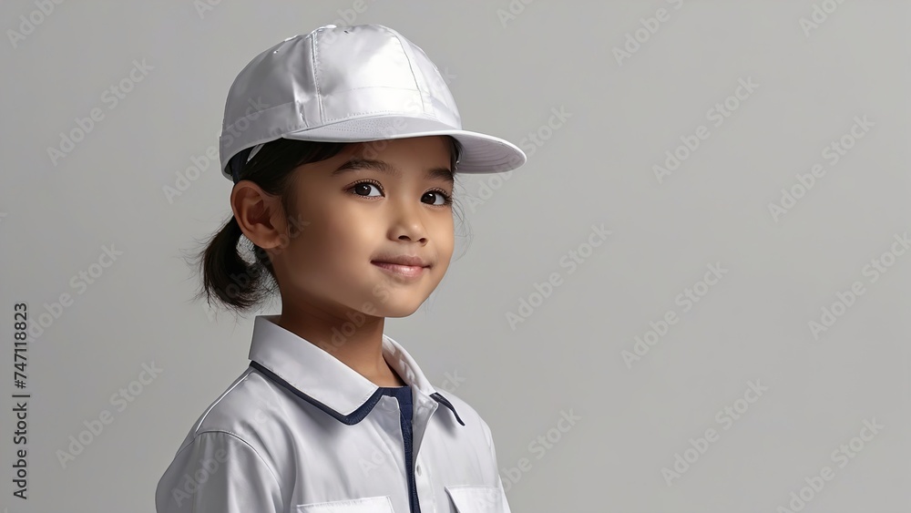 Smiling Cute Girl construction worker look on free background - labor day cute model Generative Ai
Smiling Cute Girl construction worker look on free background - labor day cute model Generative Ai