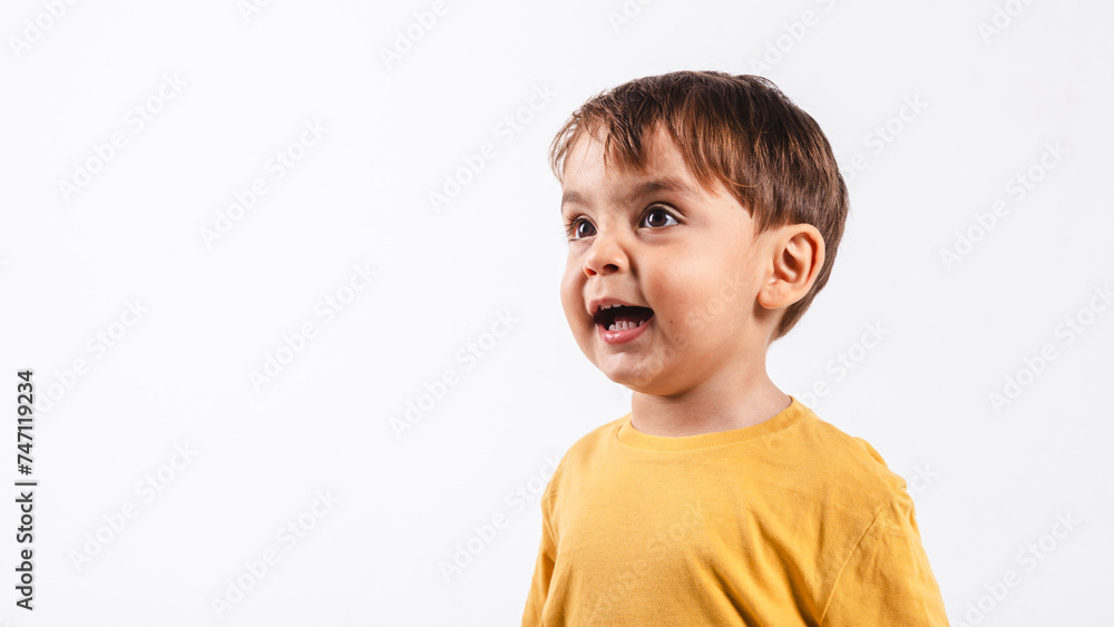 Portrait of a smiling child on white background with copy space Portrait of a smiling child on white background with copy space
