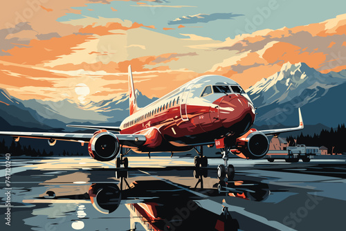 Airplane in 2D vector illustration