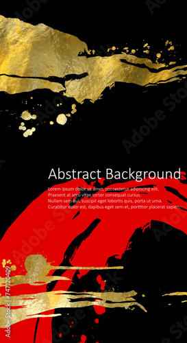 Vector Black Red and Gold Design Template, Flyers, Mobile Technologies, Applications, Online Services, Typographic Emblems, Logo, Banners. Golden Abstract Modern Background.