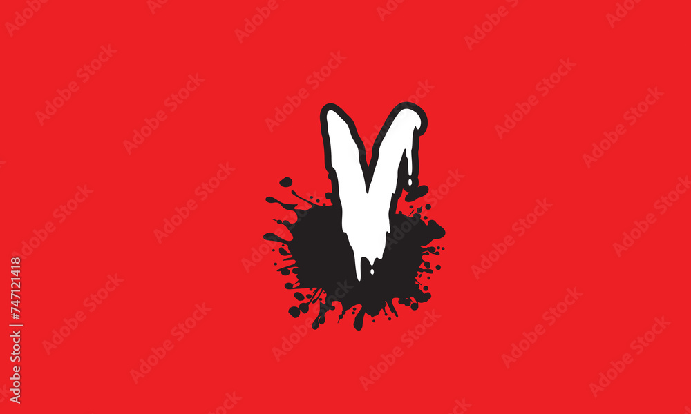 Letters V dripping with blood on red background Letters V dripping with blood on red background
