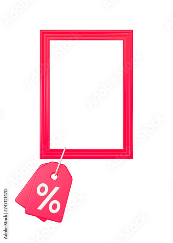 Free Download Red frame with discount tag for sales isolated. Offer promotion mockup. 3d rendering - GFXLoad