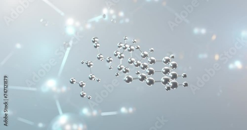 Folic acid rotating 3d molecule, molecular structure of vitamin b9, seamless video photo