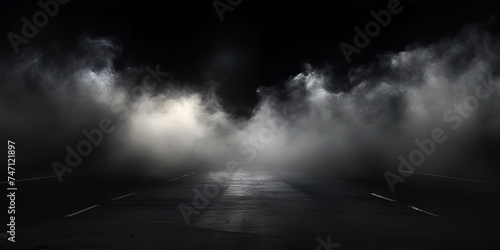 misty road fog, darkness, isolated, background 