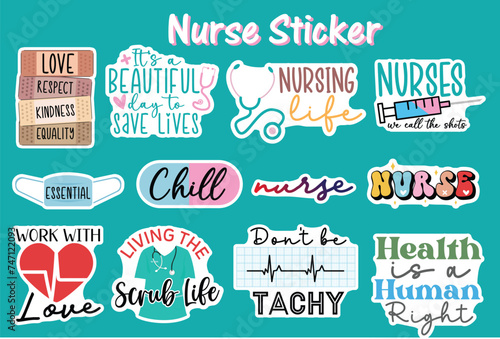 Nurse sticker bundle, Nurse sticker design, Nursing sticker