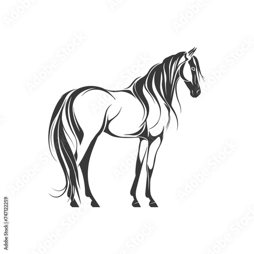 Horse outline logo designs, flat style 
