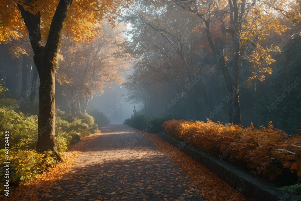 Obraz premium Fall Foliage: Tranquil Pathway