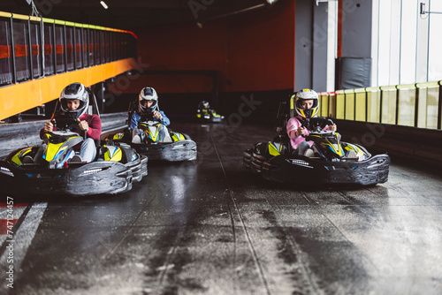 Professional Go-Kart Racers Drive Out to the Track to Compete