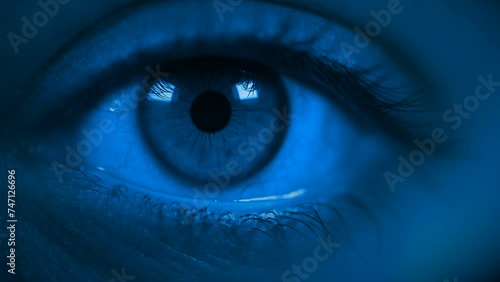 extreme close up human eye colorful eyeball human body part. 4k Macro Human Eye Background. photo