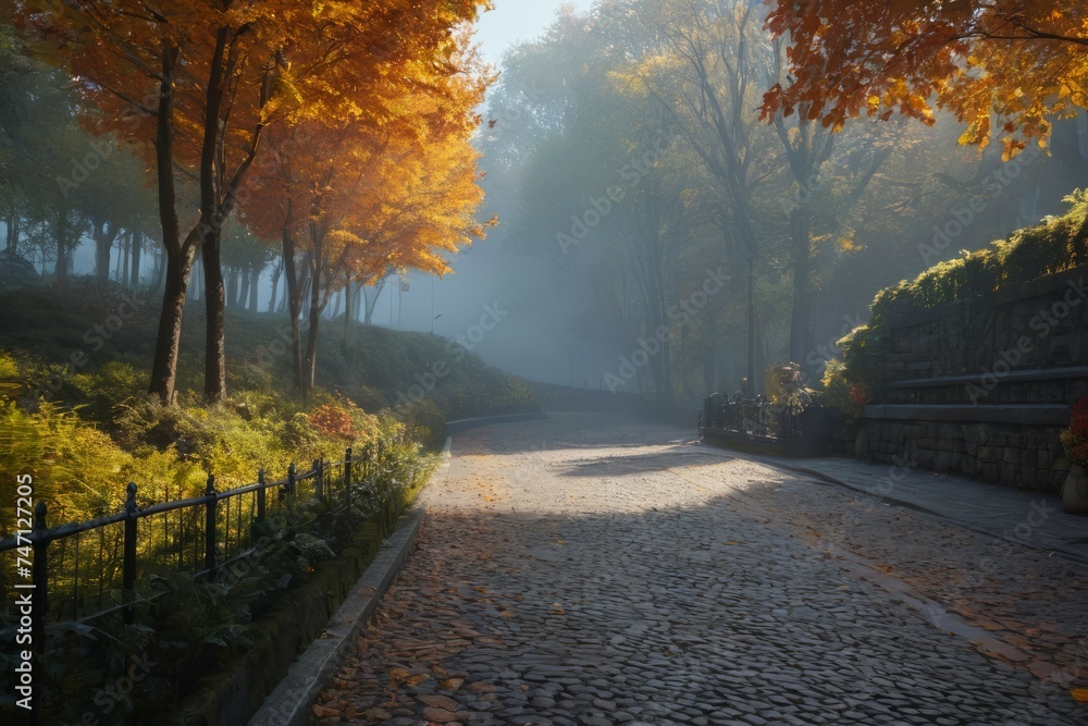 Obraz premium Fall Foliage: Tranquil Pathway