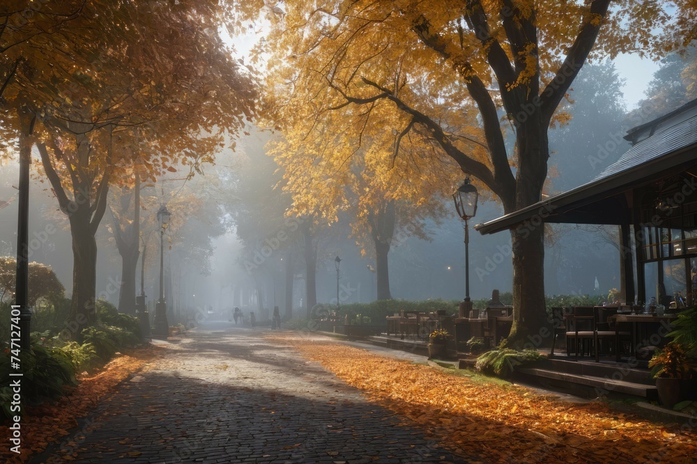 Naklejka premium Fall Foliage: Tranquil Pathway