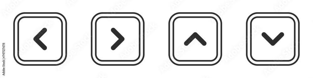 Left right up down square line arrow black button vector illustration Left right up down square line arrow black button vector illustration
