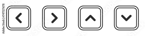 Left right up down square line arrow black button vector illustration