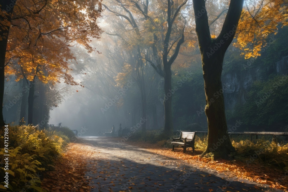 Obraz premium Fall Foliage: Tranquil Pathway