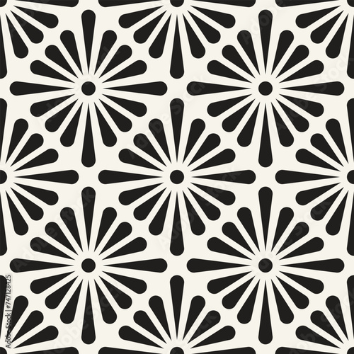 Vector seamless pattern. Repeating geometric elements. Stylish monochrome background design.
