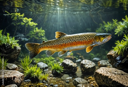 Trout in the Clear Waters ai generated