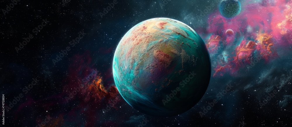 Mystical Planet Surrounded by a Nebula in Deep Space Exploration Mystical Planet Surrounded by a Nebula in Deep Space Exploration