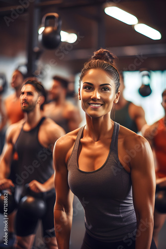 Energetic Fitness Enthusiasts Engaged in Active Workouts at a Modern Gym Facility