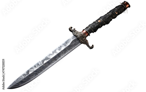 Large Knife With Metal Handle. The knifes sharp blade reflects light, emphasizing its sleek design and functionality. Isolated on a Transparent Background PNG.