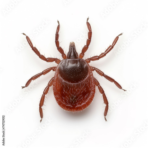 Tick ricinus ixodes isolated on white photo