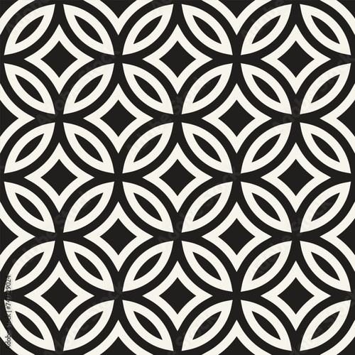 Vector seamless pattern. Repeating geometric elements. Stylish monochrome background design.