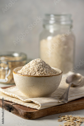 Oat flour and whole oats. Gluten free flour, oats, home baking.