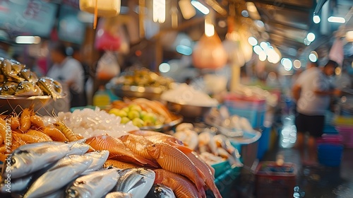Local Seafood Market with Cinematic Lighting and Anamorphic Flare photo