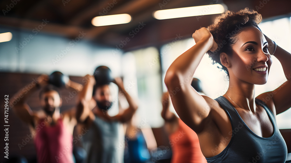 Energetic Fitness Enthusiasts Engaged in Active Workouts at a Modern Gym Facility