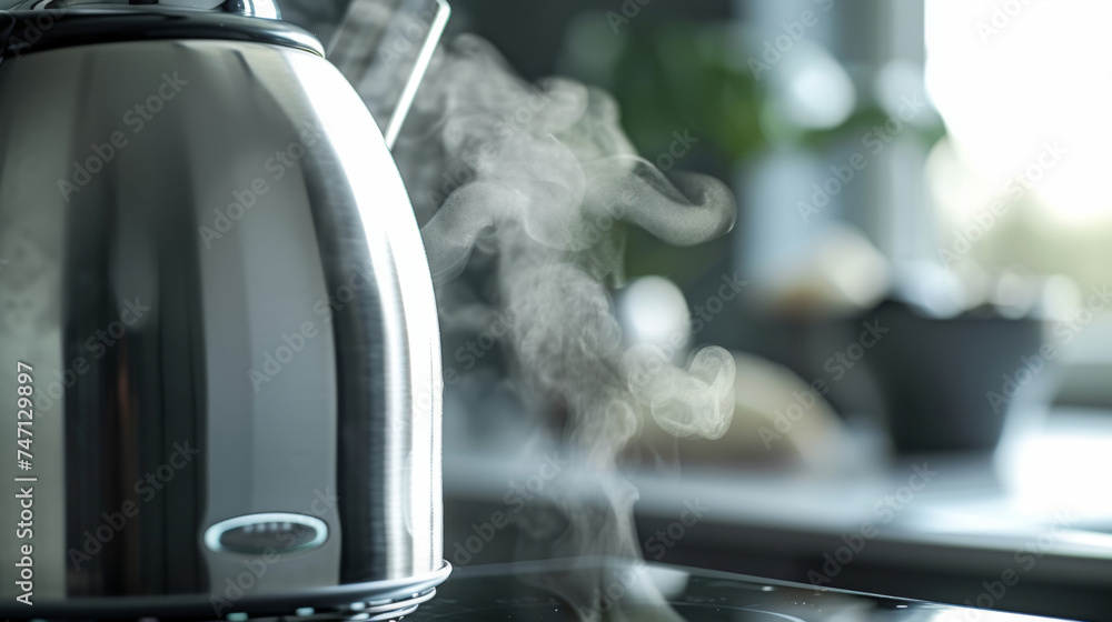 The steam spout of an electric kettle with a small builtin filter to catch any impurities from the water.