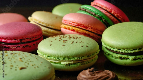 Colorful french dessert macarons