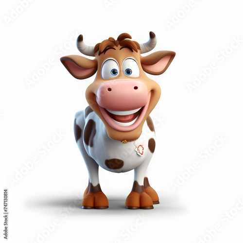 photo realistic 3d cartoon of buffalo with white background