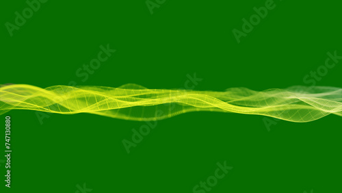 abstract background with glowing particles and wave lines	